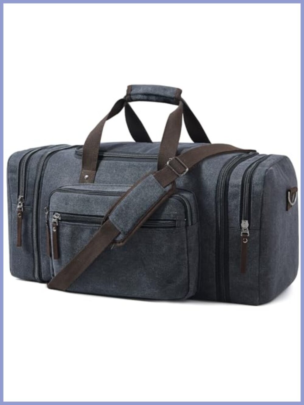 Large Canvas Duffle Bag Expandable 55L Weekender Travel Carry-On